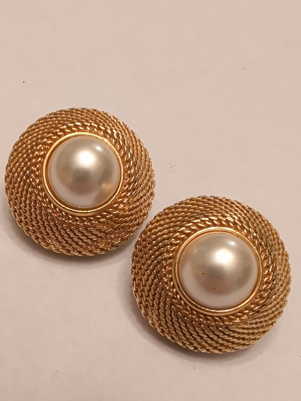 Ben-Amun Gold-Tone Faux Pearl Clip On Earrings